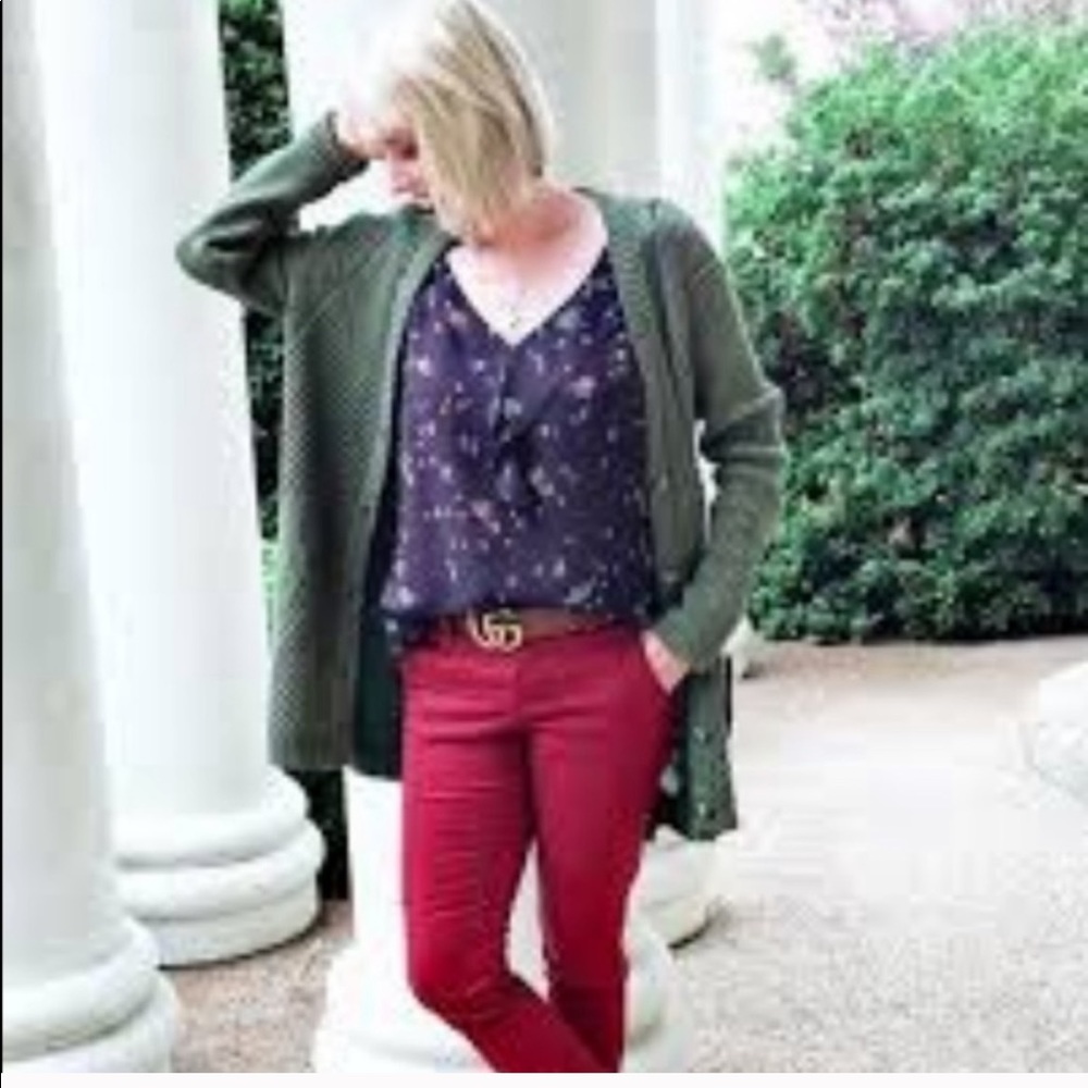 CAbi Navy Floral V-Neck Camisole